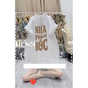 Unisex White T-shirt Print Words ‘Nha phai co noc’
